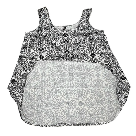 NWT PIPHANY IBIZA Sleeveless Black White Floral Tunic Tank Top Women's Size XL - Picture 8 of 16